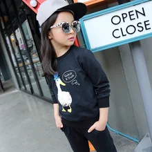 Female child set cartoon graphic patterns sweatshirt twinset 5 – 7 – 8-9-10 2016 cartoon girl set