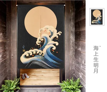 

Japanese Taiwan Noren Sea and Moon 85cmx90cm 85x120cm Thicken Door Curtain Japan Portiere Hangings Door for Living Room
