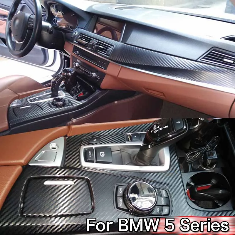 Автомобиль-Стайлинг 3D углеродного волокна салона центральной консоли изменение цвета литья наклейки для BMW 5 серии 2011
