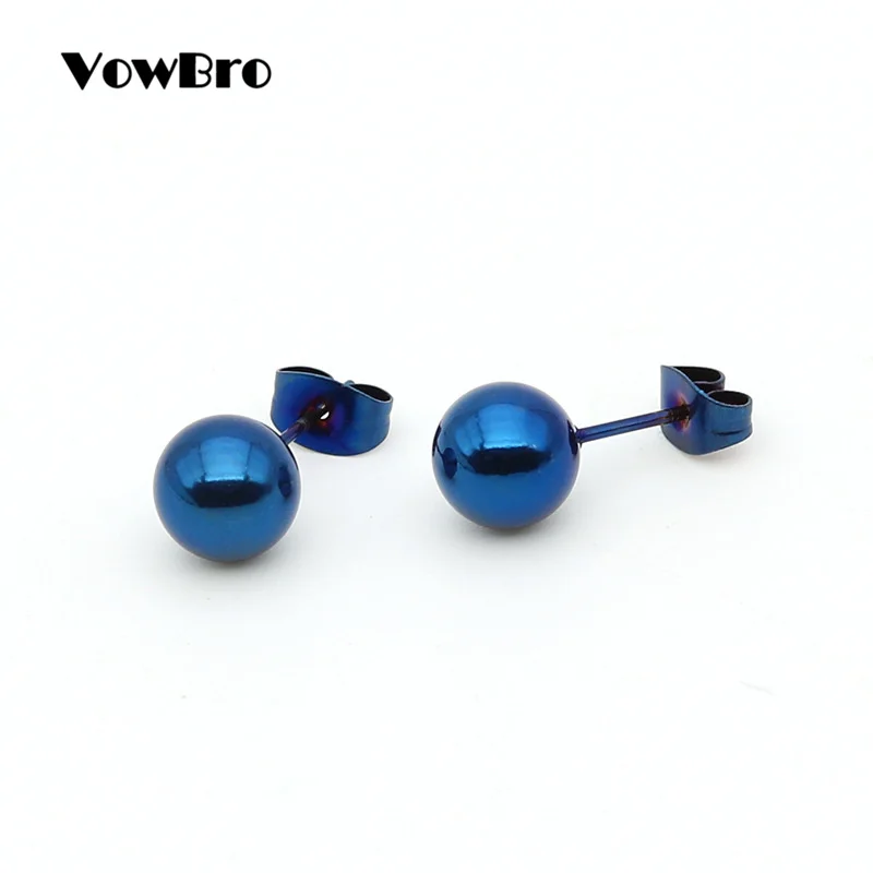 Серьги гвоздики VowBro из хирургической стали серебристого цвета черные золотистые