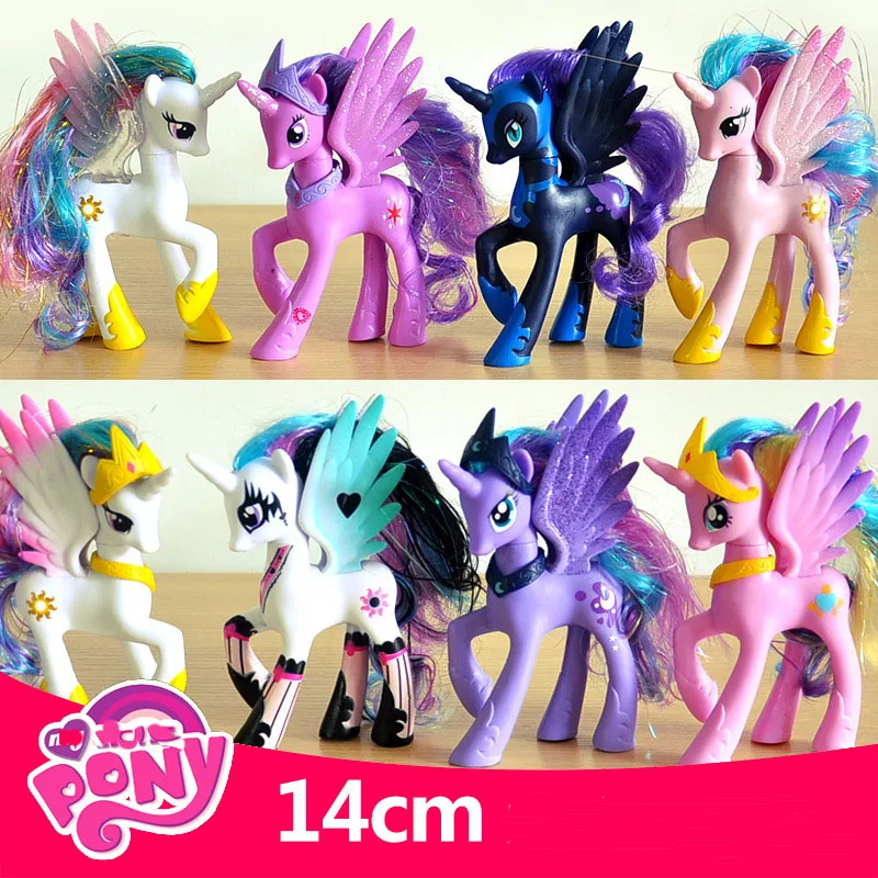 

14cm pony Princess Celestia Luna Pinkie Pie Rainbow Dash Unicorn PVC Action Figure Collection Model Doll For Girl