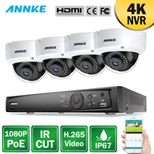 ANNKE профессиональная 2MP POE камера безопасности системы 4K 8CH безопасности NVR с 4x1080 P купольные камеры CCTV