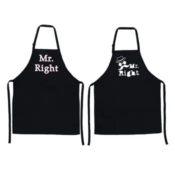 

Couples Cooking Pure Cotton Aprons Mr. Right Valentines Wedding Bridal Gift (Man and Woman)