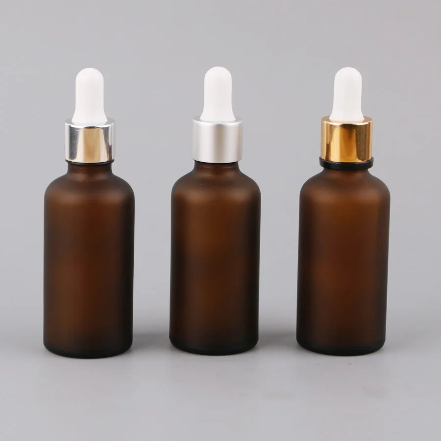 Download wholesales 12pcs 50ml Matte Frosted Brown glass dropper Amber Opaque Essential Oil bottle ...