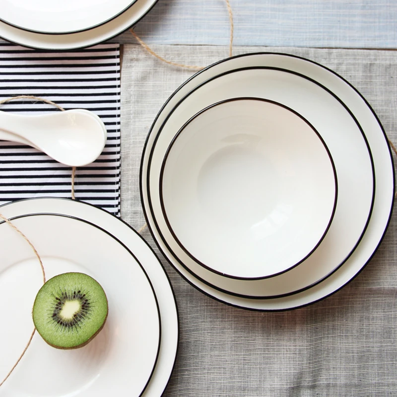 Contracted style*7inch diameter ceramic plate Rice Plate line design of