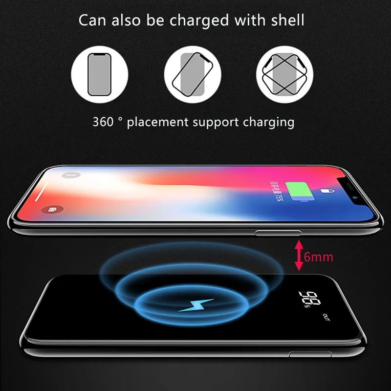 For iphone 8plus 5000mah magnetic wireless fast charging phone protector holder for apple iphone x 8 case smart Power cover