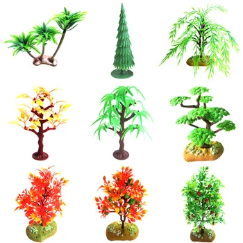 

Plastic Plant Gardening Plant Decoration Fake Nine-layer Pine Red Leaves Fruit Maple Trees for Decor Model Building Kit