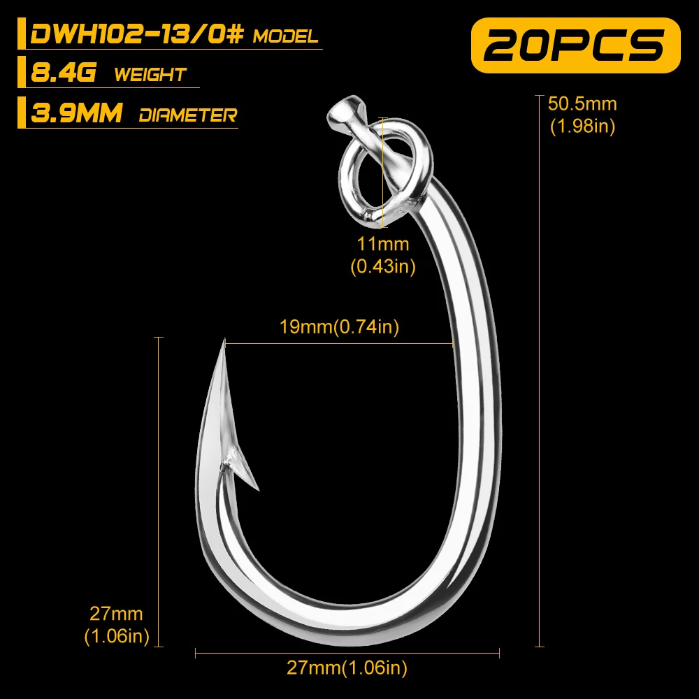 20 шт. PROBEROS бренд Морской рыболовный крючок для тунца 10/0#-16/0# модель из нержавеющей стали рыболовный крючок сделано в Тайване - Цвет: 13