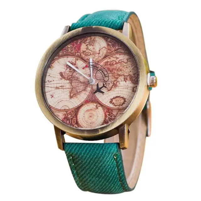 Moment # L04 Top Sales Women's Watches World Map Cowboy Band Men Watch Analog Qu Moment # L04 Top Sales Women's Watches World Map Cowboy Band Men Watch Analog Qu