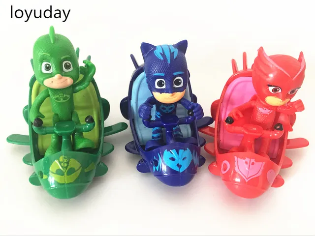 Loyuday 3 шт./лот Маски Catboy Owlette Гекко Плащ слайд автомобилей Действие рисунок кукла может выйти из автомобиля Для Детей подарок
