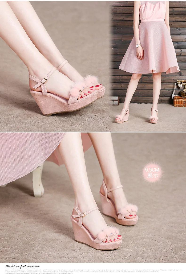 48_2019 Summer Fashion Womens Wedge Sandals Female Retro High Heeled Platform Rhinestone Shoes Online