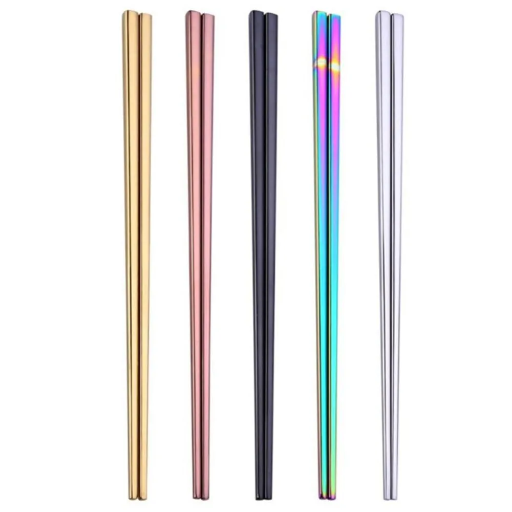 Посуда китайский многоразовые 304 нержавеющая сталь еды палочки для цветной