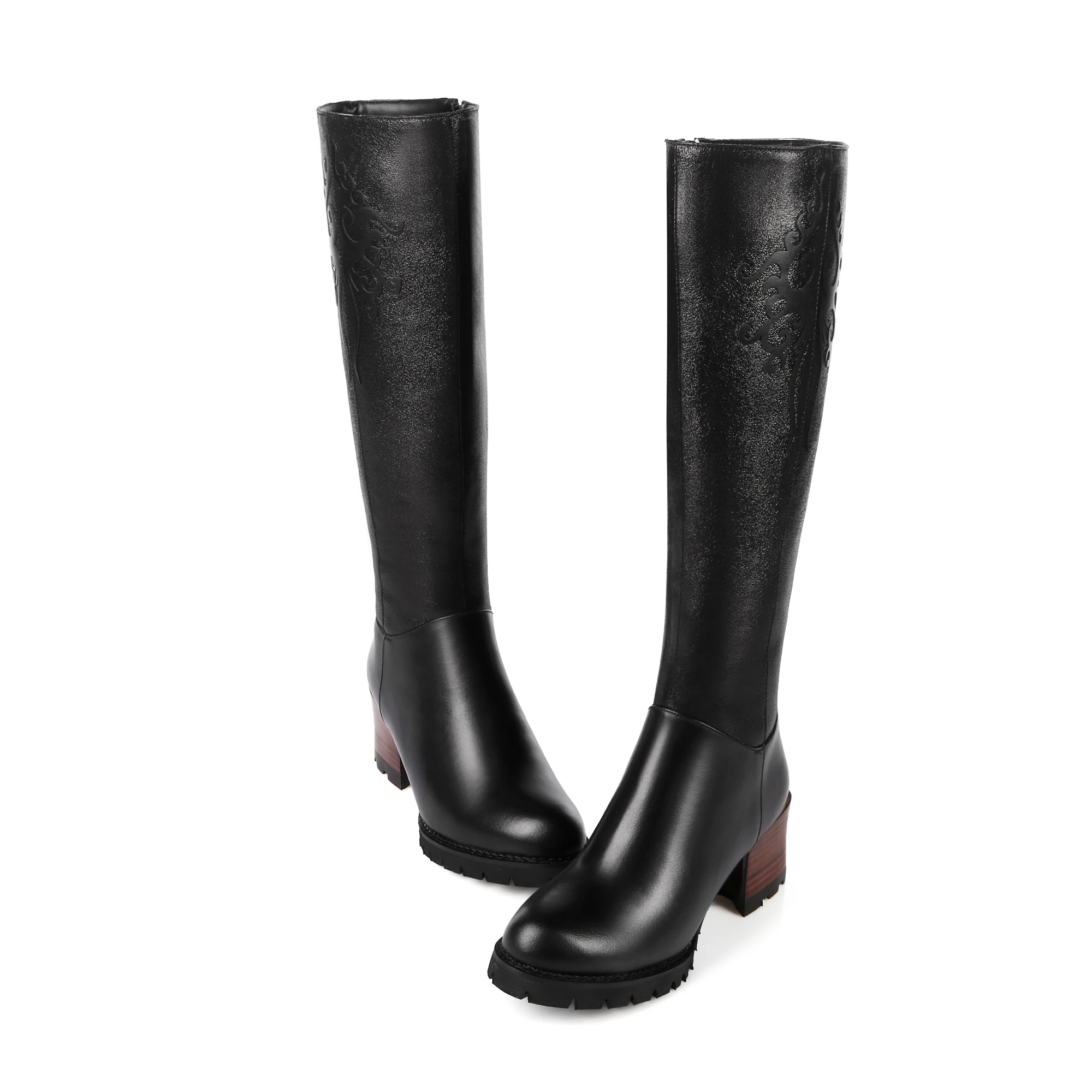 

Luxury leather retro square with long boots