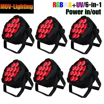 

6pcs color change flow-water effect DMX flat led par RGBWA UV 12x18W