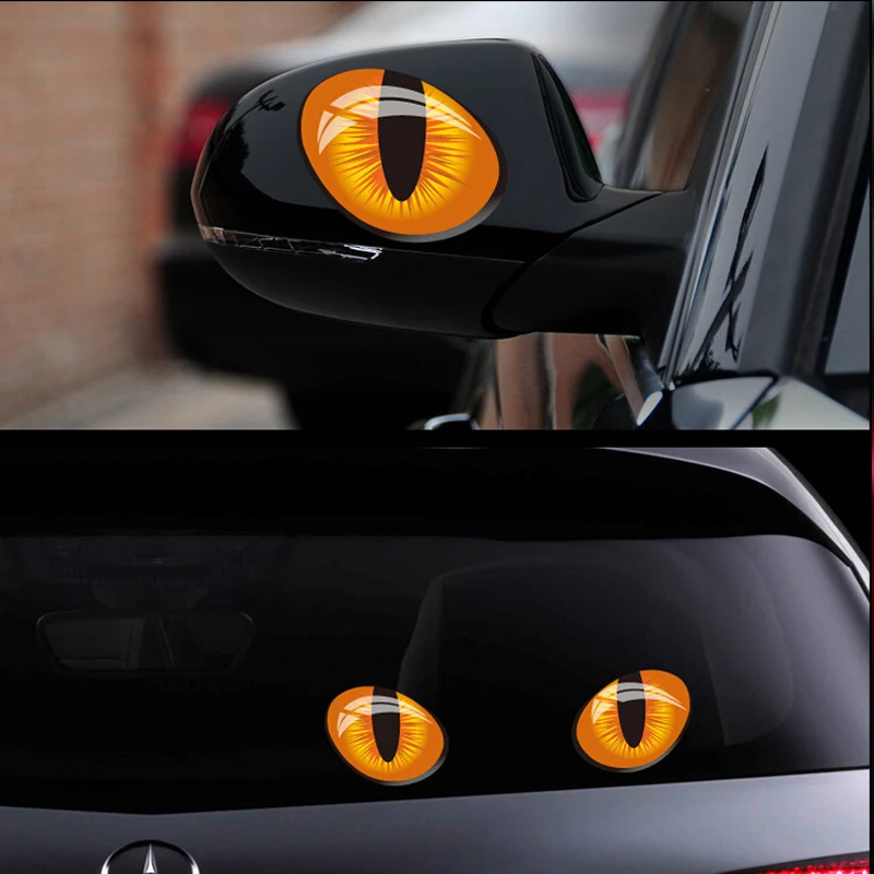 

1pair3D Stereo Reflective Cat Eyes Car Sticker Car Auto Side Fender Eye Stickers Adhesive Creative Rearview Mirror Decal