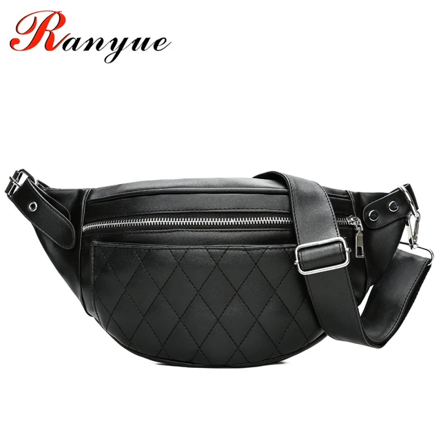 RANYUE Fashion Women Diamond Lattice Waist Belt Bag Fashion Circular Chest Bag Small Women Shoulder Bag Travel Bag Waist Pack