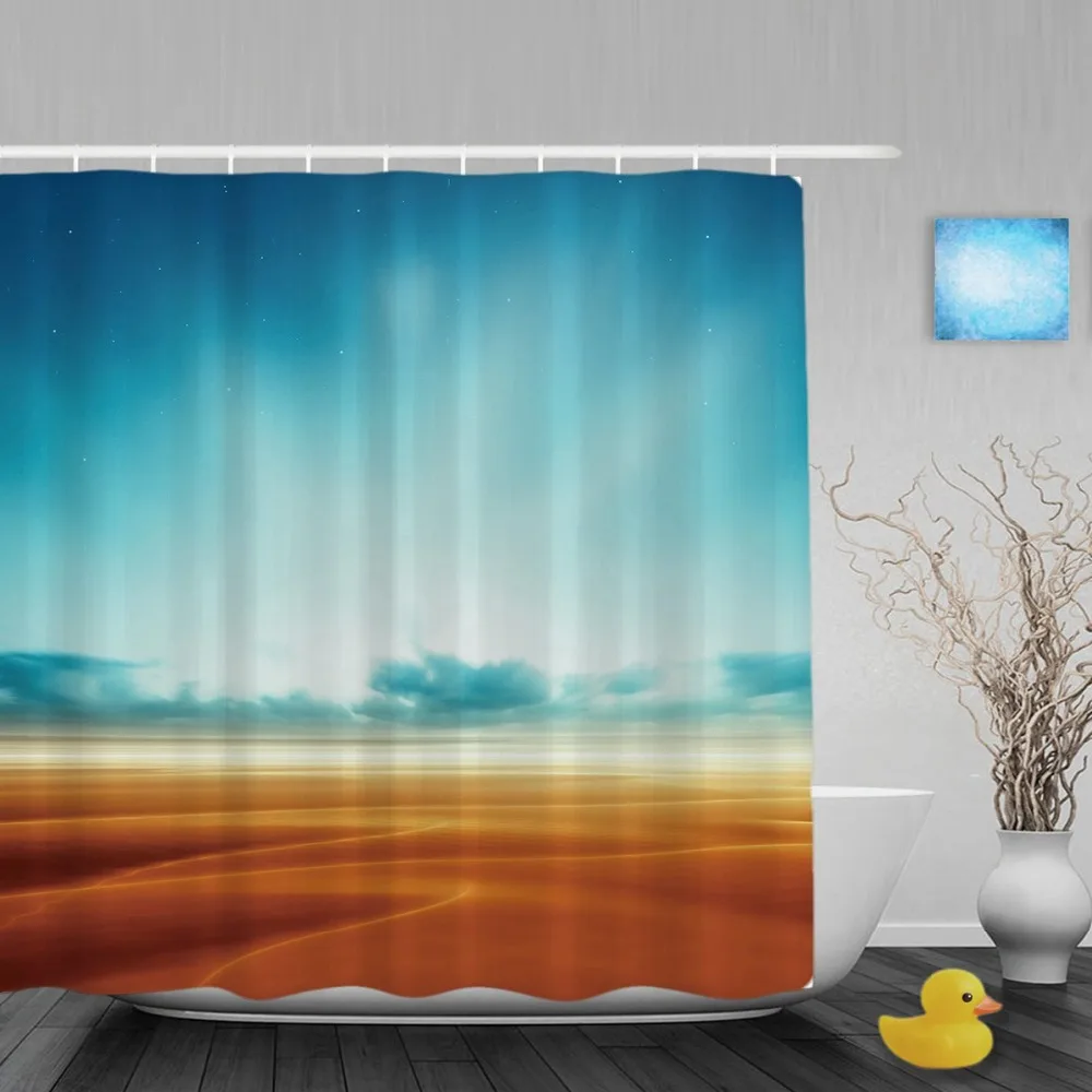 Beautiful Nature Landscape Shower Cutains Blue Sky Desert Decor Bathroom Shower Curtains