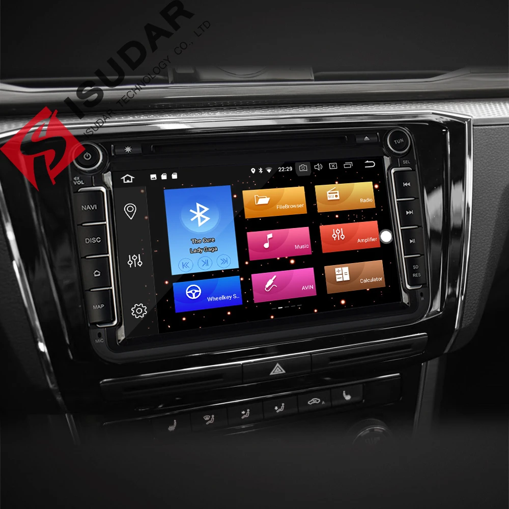 Isudar coche reproductor Multimedia GPS Android 8,0 2 Din para VW/Volkswagen/POLO/PASSAT Golf/trasera cámara de pantalla táctil capacitiva