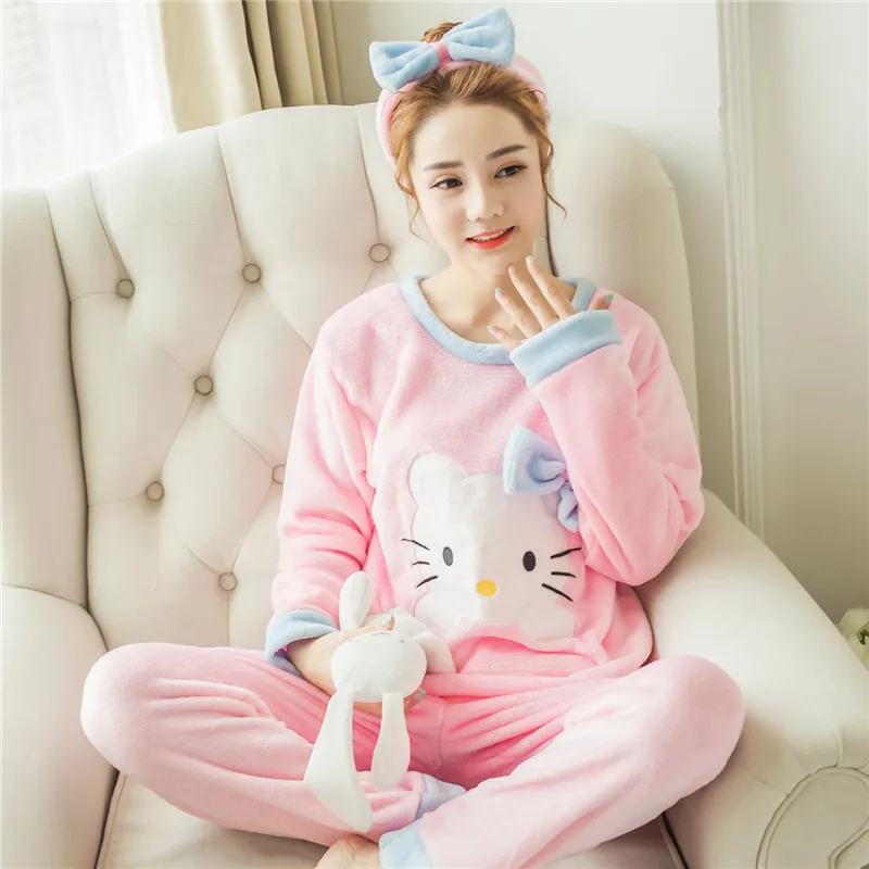 Fashion Winter Women Cotton Long Nightgown Cute Sleepwear Sleep