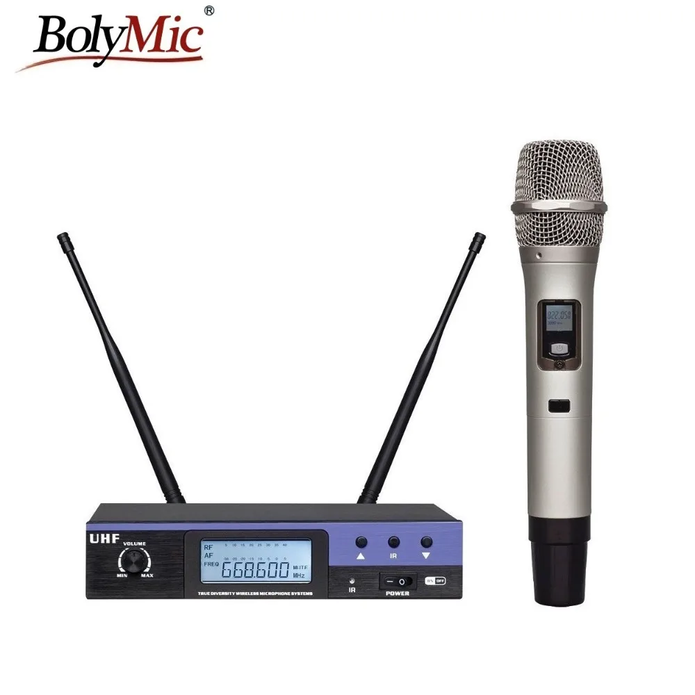 Bolymic True Diversi Professional Dual Channels Uhf Wireless Karaoke Microphone Mic