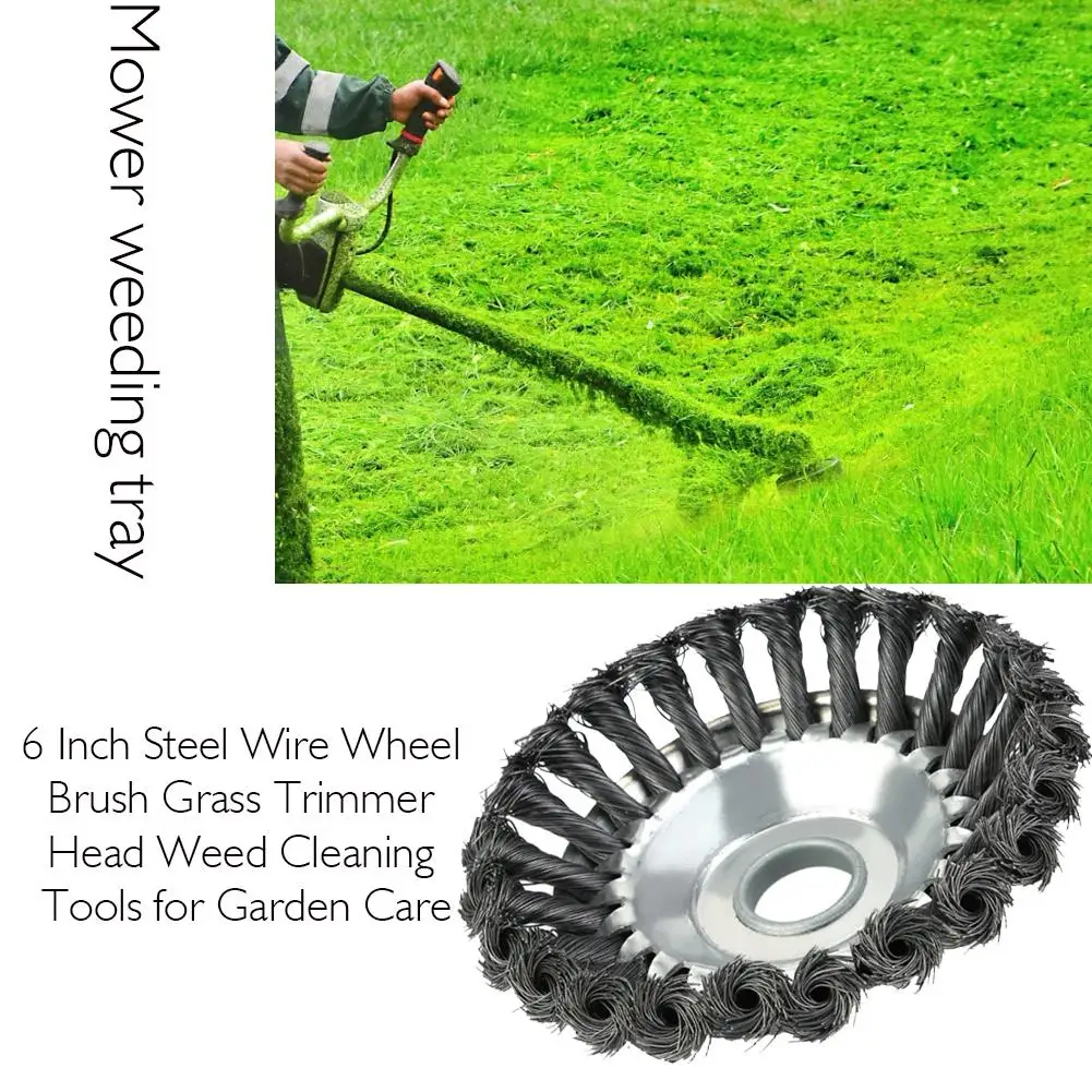 6 Inch Steel Wire Wheel Brush Grass Trimmer Head Weed Cleaning Tools Easy Cutting Garden Power Tool Accessories For Lawn Mower