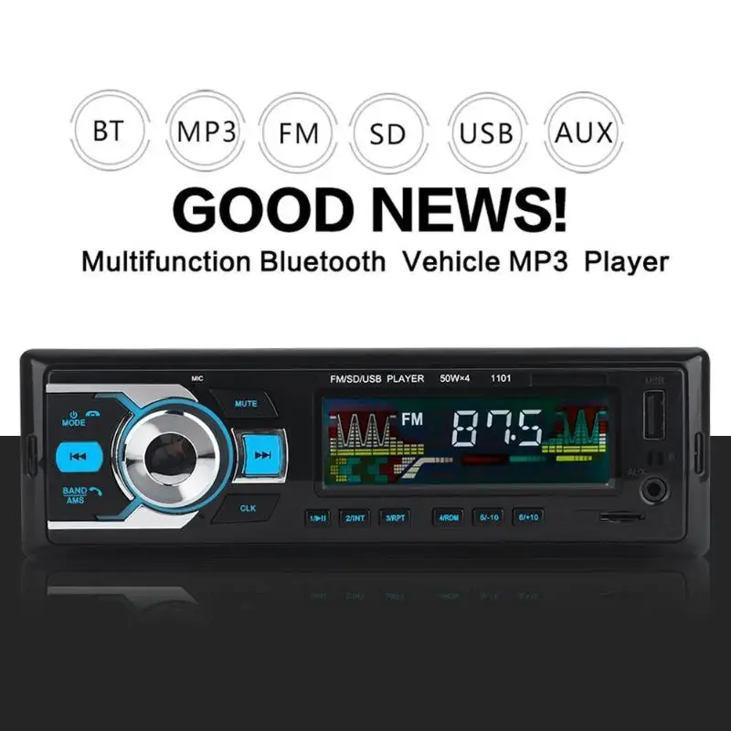 1 Din Bluetooth автомобильный Радио MP3-плеер 12 В BT громкой связи авто стерео аудио MP3 музыкальный плеер Поддержка FM USB AUX SD карта