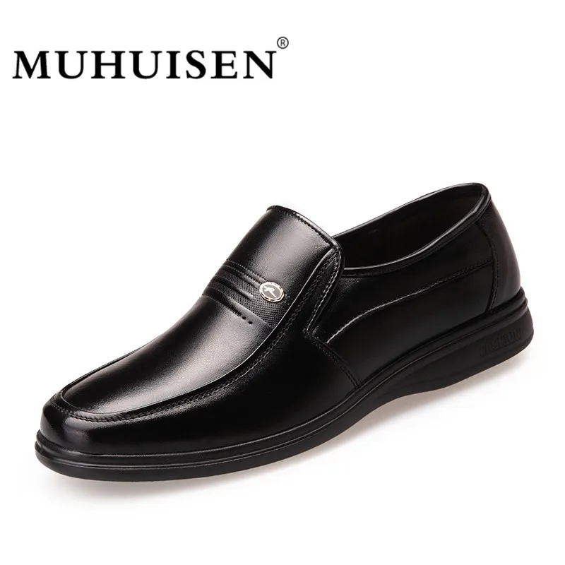 

MUHUISEN Spring Summer Men Genuine Leather Shoes Breathable Soft Flats Loafers Male Casual Bussiness Slip On Driving Shoes