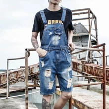 Ripped Jeans Jumpsuit Men Summer Overalls Mens Denim Jumpsuits
Playsuits Jeans Distressed Romper Hole Broken Casual Male Outfits