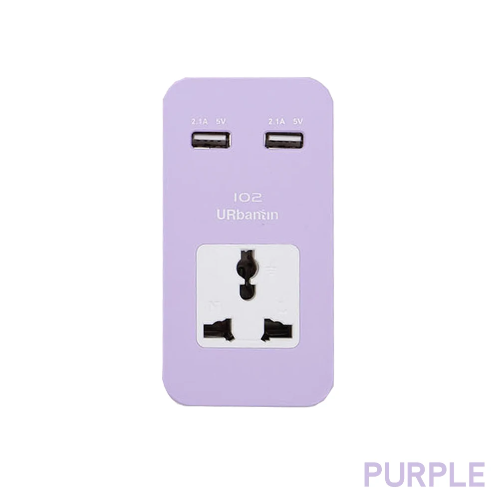 Urbantin 1AC розетки 2 USB выхода мощность полосы цвет Смарт USB гнездо быстрой зарядки с ЕС Австралия Великобритания США адаптер Домашняя электроника - Цвет: PURPLE