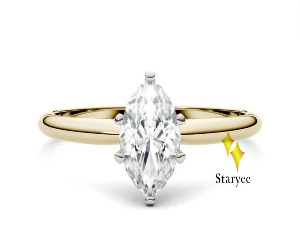 STARYEE 1.0CT маркиза разрезанный Муассанит кольцо Настоящее 18 К желтое золото обручальные ювелирные изделия из чистых бриллиантов для женщин Charles Colvard VS DEF