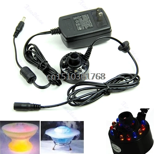 

Ultrasonic 12-LED Mist Maker Fogger Atomizer Air Humidifer Water Fountain Pond #Y05# #C05#