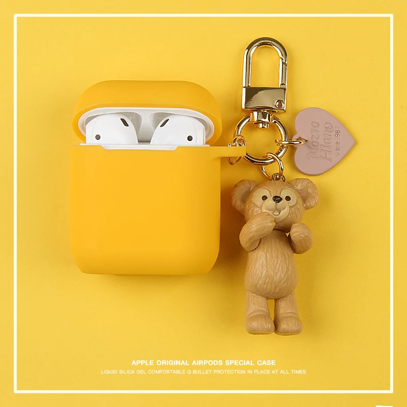 Медведь Даффи декоративный силикон чехол для Apple Airpods чехол Аксессуары Защитный чехол Bluetooth наушники чехол Брелок Подарки