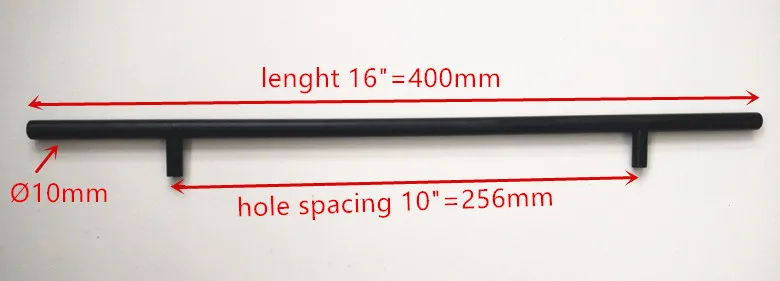 

(Diameter 10mm,Length:400mm) 16" Matt Black Furniture Hardware Kitchen Cabinet Handle, Bar Pull Handle Stainless Steel T Handles