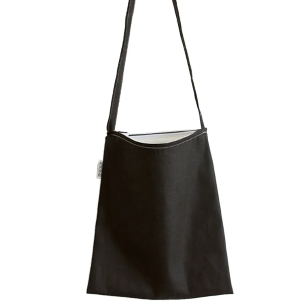 

1Pcs Simple Design Shoulder Carrying Bag Black Canvas Shopping Tote Vintage Style Cloth Bag Eco Reusable Bag
