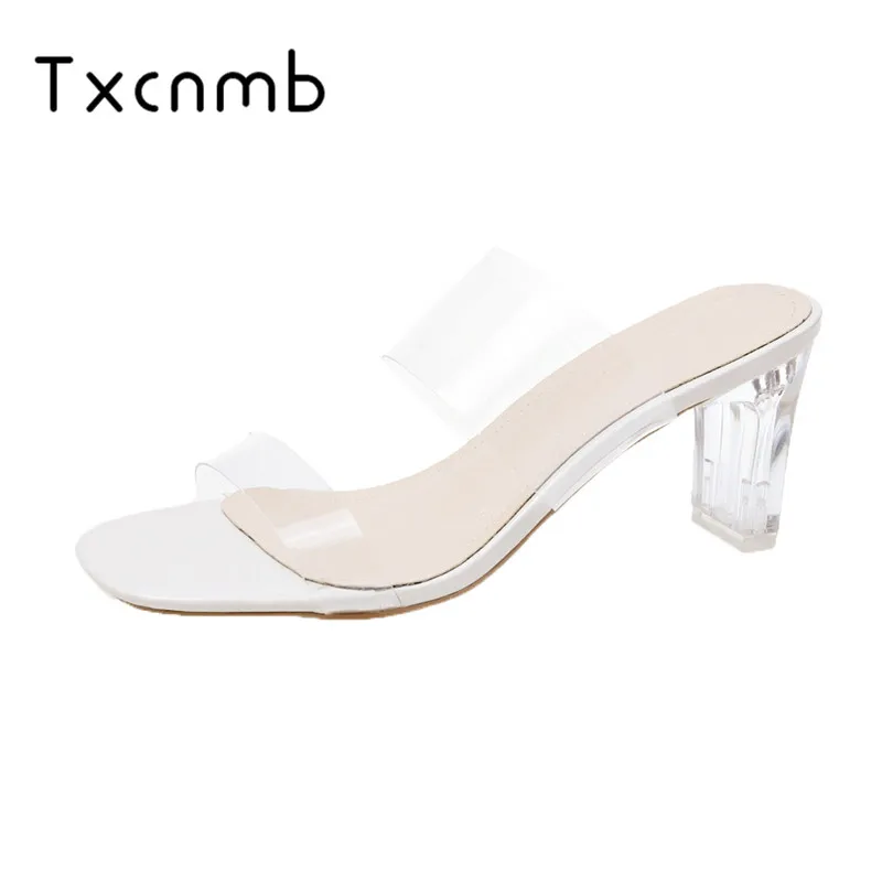 

TXCNMB sandals women 2019 summer Women Shoes High Quality Female Sexy Crystal Transparent Shoes woman High Heels Head