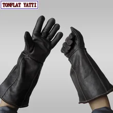 Анти-захватывающие анти-укусы перчатки 42 см зима плюс плюшевые кожаные перчатки для безопасности плюс толстые антифрикционные домашние тренировочные перчатки для кормления