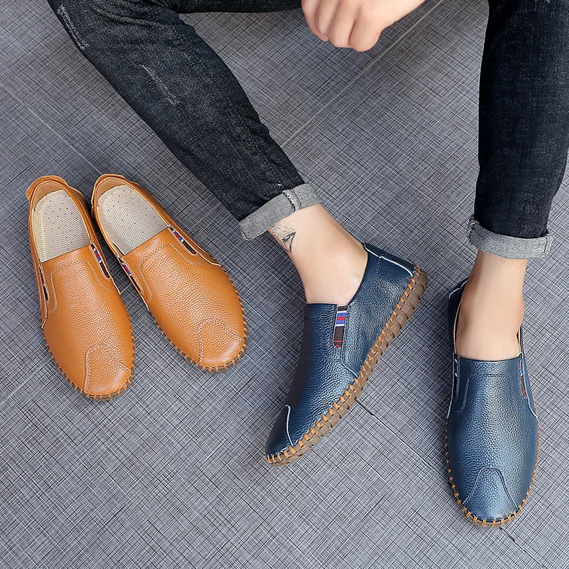 Genuine Leather Loafers Spring Hot Sell Flats Casual Shoes Trendy Fashion Men Shoes Big Size 50 Zapatos Italian Designer Shoes