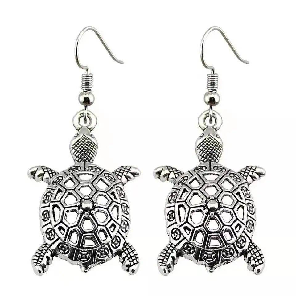 

Drop Shipping 1Pair Trendy Turtle Hook Earrings For Women BBF Charm Double Side Christmas Party Best Friend Earing Gift