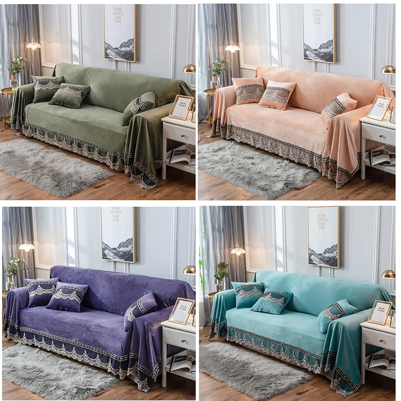 

New Europe Style Sofa Cover Towel For Living Room Plush Slipcovers Stretch Furniture Couch Cover Luxury Cover Lace Decor 1pcs