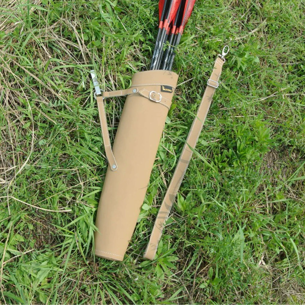 Quiver em Preto Feito de Couro Puro para Tiro com Arco de Caça Seta Amarelo Ombro-back Design 52*13cm - Cor 10 ombro-back design feito de couro puro para tiro com arco de caça