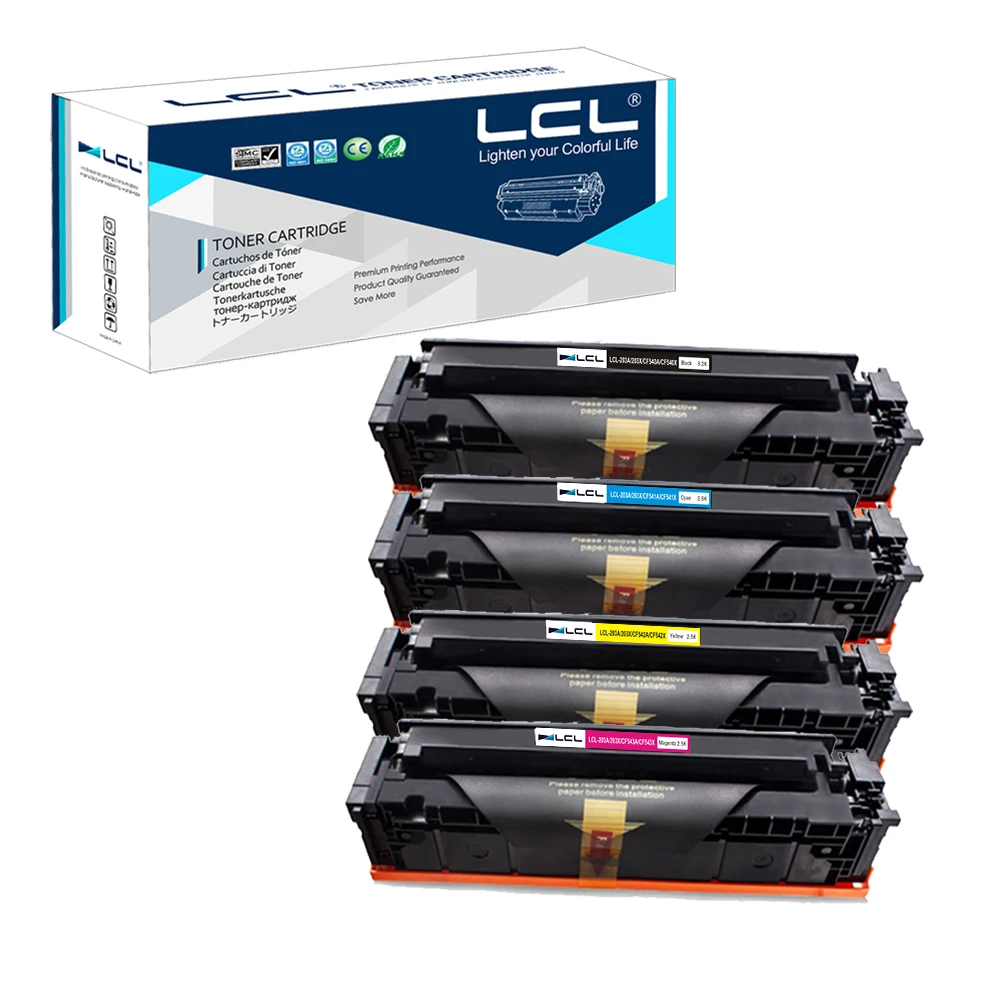 

LCL 203A 203X CF540A CF541X CF542X CF543X CF540X (1-Pack K/C/M/Y) Toner Cartridge Compatible for HP Color LaserJet Pro M254dw