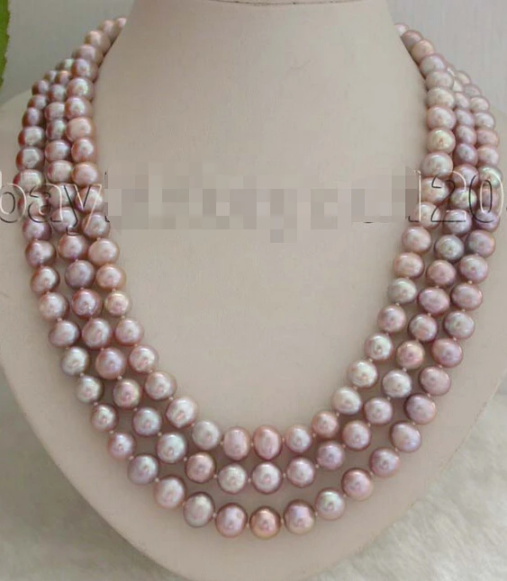 

FREE SHIPPING 64" Longest Genuine Natural 10mm Purple Round Pearl Necklace #f1519! AAA