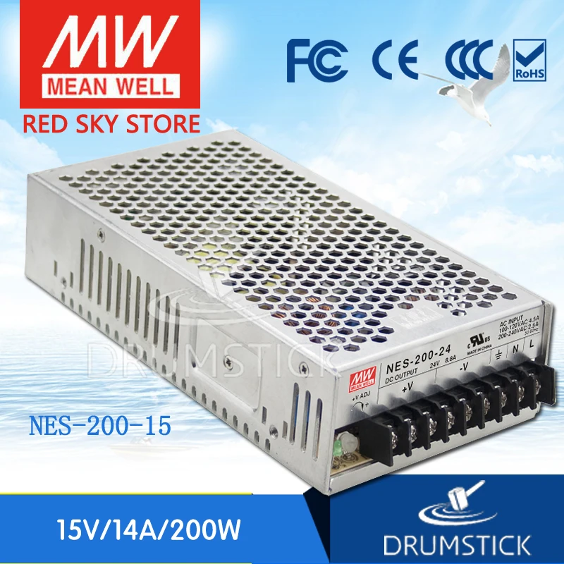 

MEAN WELL NES-200-15 15V 14A meanwell NES-200 15V 210W Single Output Switching Power Supply