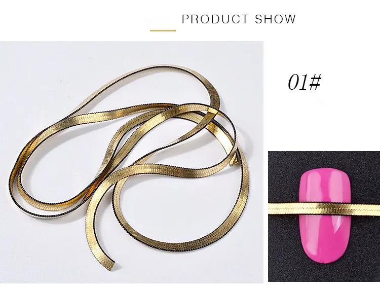 Высококачественная декоративная цепочка из змеиных костей в стиле панк для дизайна ногтей, плоская цепочка для ногтей, Модные металлические украшения для ногтей
