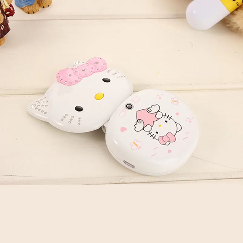 Hello Kitty флип Прекрасный милый мини мультфильм мобильный телефон для детей девочек дозвона вибрации низкого излучения