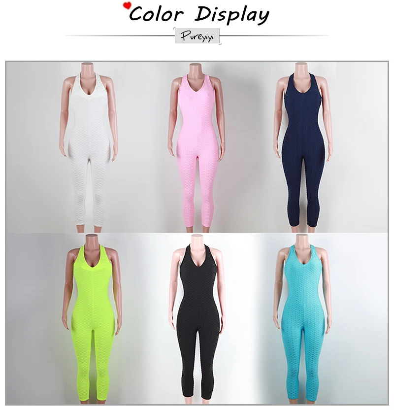 2018 Sportswear Workout clothes for women blue Fitness Yoga Set Sexy leggings Yoga Sport Suit Bandage Gym Bodysuit (2)