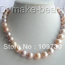 Ювелирные изделия 00579 потрясающий большой 12 мм круглый многоцветный пресной воды жемчужное ожерелье