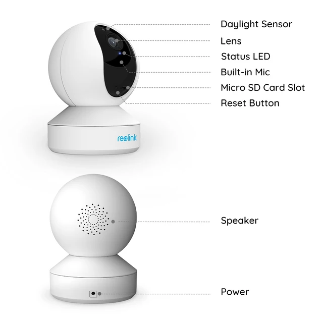 Reolink-Cámara IP de seguridad E1 Pro, dispositivo doméstico de seguimiento automático, con micrófono y altavoz, de 4MP, conexión WiFi, 2.4G y 5G, ranura para tarjeta SD Reolink-Cámara IP de seguridad E1 Pro, dispositivo doméstico de seguimiento automático, con micrófono y altavoz, de 4MP, conexión WiFi, 2.4G y 5G, ranura para tarjeta SD