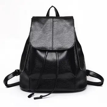 

Backpack For Women 2019 Hot Style PU Leather Big Capacity Ladies Laptop Backpack Black Color For Men/Ladies School Bag