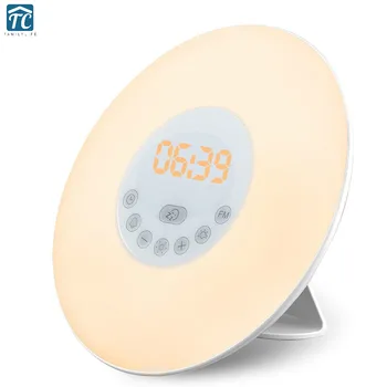 

Smart LED Electronic Alarm Clock Colorful Wake Up Light 7 Colors Sounds Touch Control FM Radio Sunrise Simulation Digital